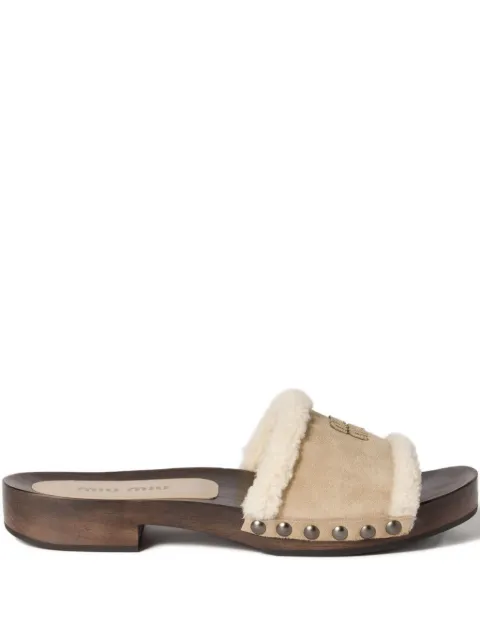 Miu Miu suede clog sandals Brown 5Z505EFZF30Z0G