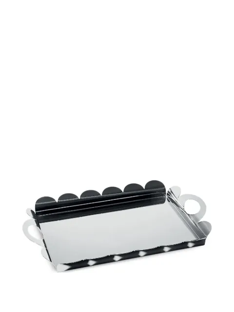 Alessi scalloped-edge handle tray Silver AM14