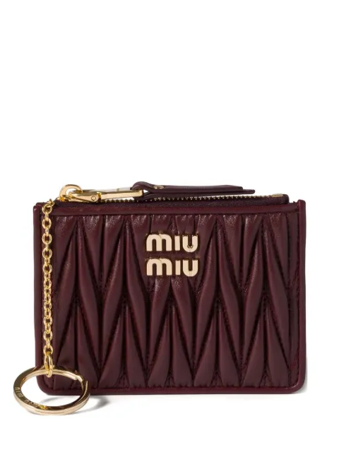Miu Miu matelassé nappa leather card holder Red 5MC093AFPP