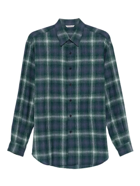 Auralee Airy checked shirt Blue A25AS01WN