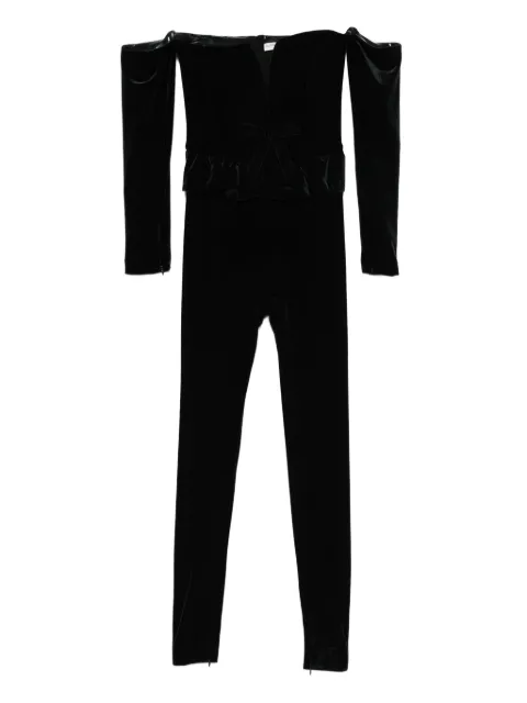 Alessandra Rich V-neck velvet jumpsuit Black FABX4260