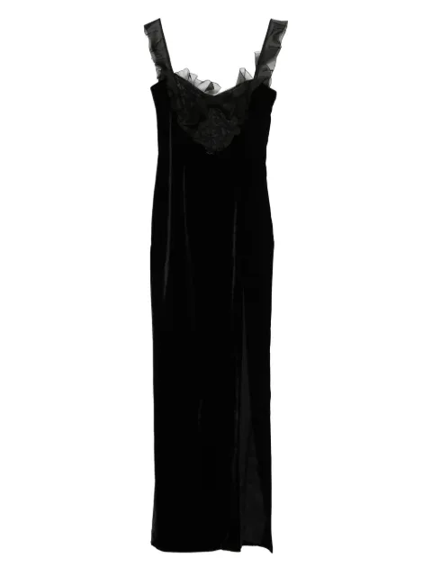 Alessandra Rich lace-detail velvet dress Black FABX4262
