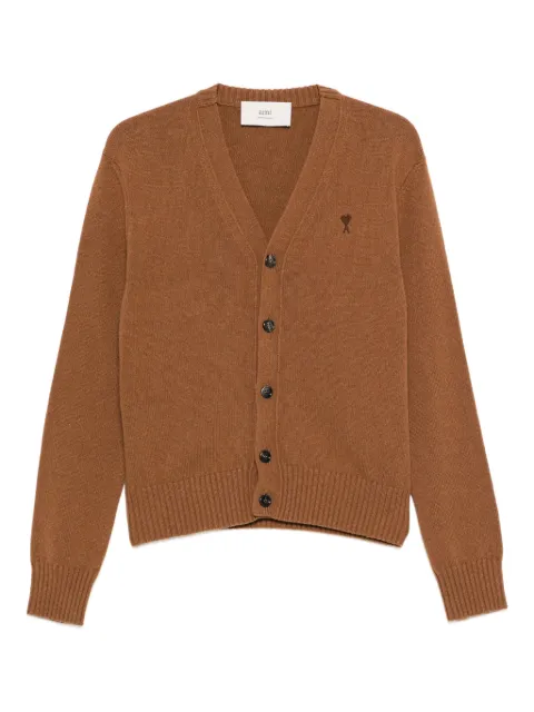 AMI Paris V-neck button cardigan Brown HKC363005