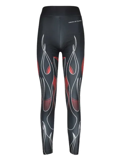 Vision Of Super flame-print leggings Black VSD00701