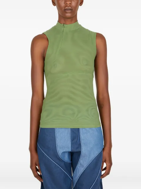 rusfrcade Esra mock-neck zip-front top Green ESRA