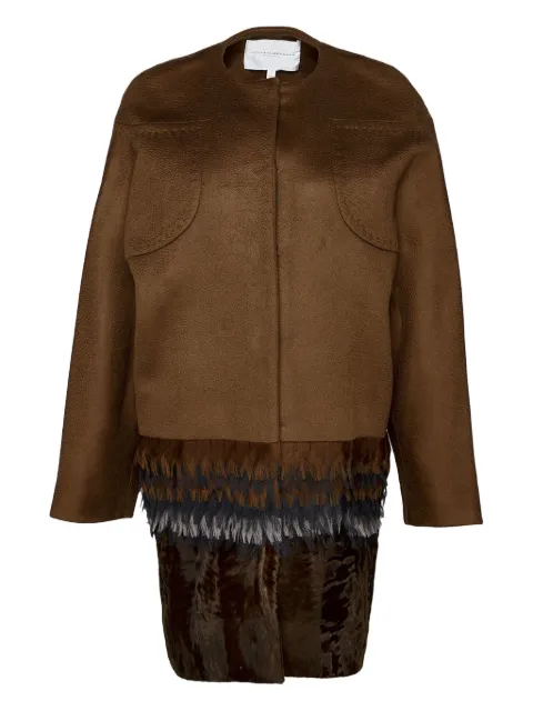 Carolina Herrera feather-trimmed coat Brown 6084RDCEMB