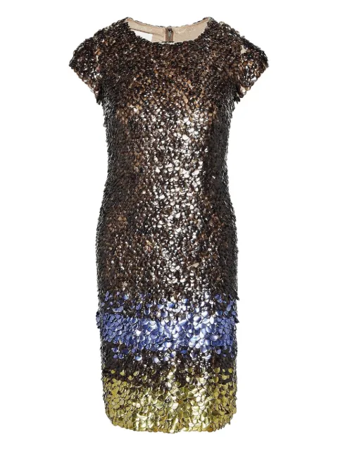Oscar de la Renta embellished short-sleeved dress Brown D6164E616DMUL