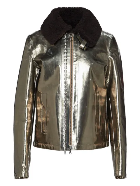 Jil Sander metallic shearling-collar jacket Gold 654203M562800258