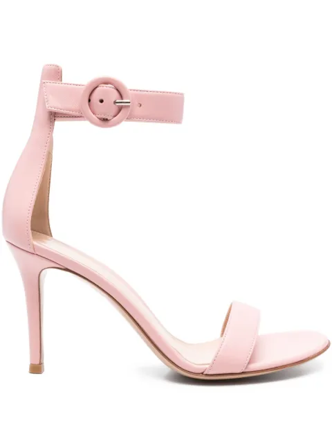 Gianvito Rossi 90mm Portofino ankle-strap leather sandals Pink G6095385RICNAP