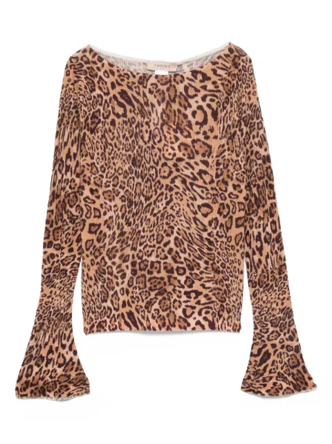 TWINSET bell-sleeve leopard-print top Brown 252TP3600