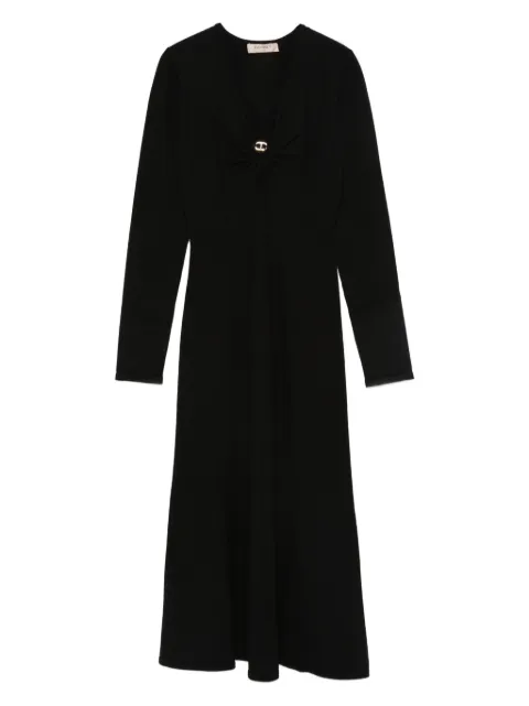 TWINSET twist-detail long-sleeved midi party dress Black 252TP3140