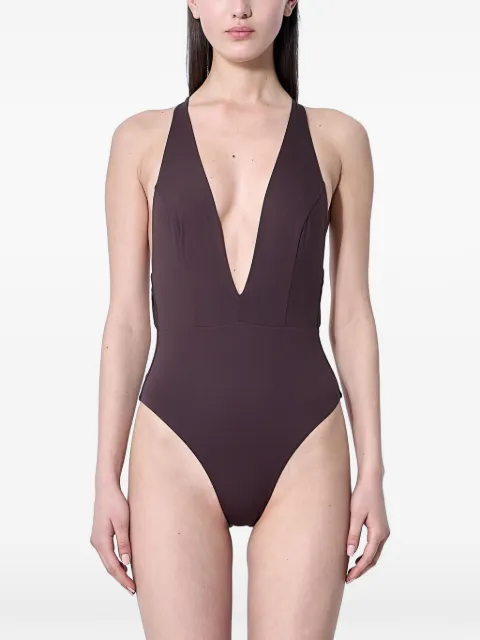 Max Mara Cristel V-neck swimsuit Brown 2516831139670