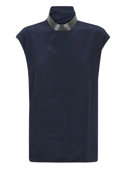 Brunello Cucinelli embellished high-neck top Blue MB993EK704C7186