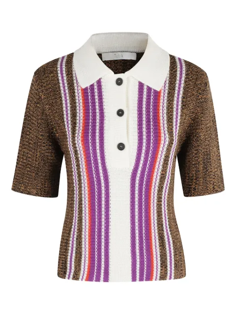 Tela stripe-pattern polo top Brown F4001507T243
