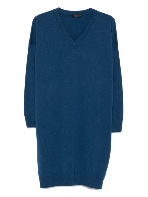 Incentive! Cashmere V-neck cashmere midi dress Blue KHA13VEBC