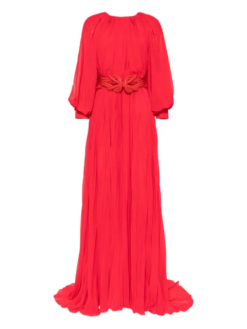 Saiid Kobeisy pleated puff-sleeve dress Red RTWSS2514