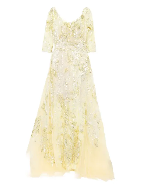 Saiid Kobeisy embroidered maxi dress Yellow RTWSS2542