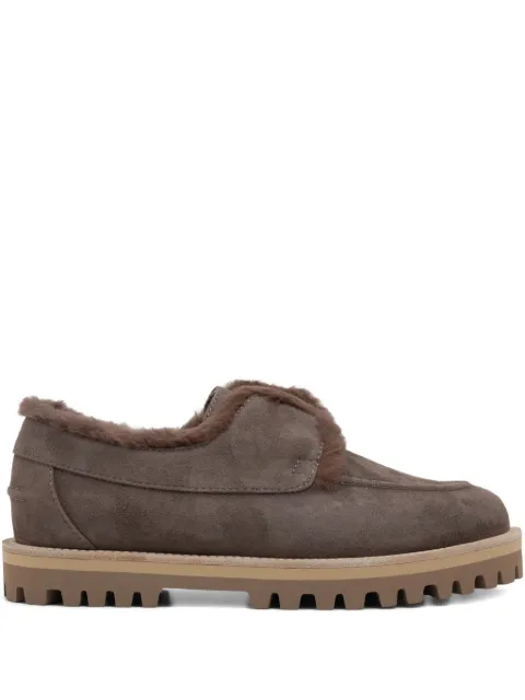 Le Silla Yacht shearling-trimmed suede loafers Brown 5183T020M1LL