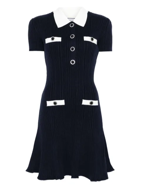 Self-Portrait collared button-detail mini dress Blue AW25014SN