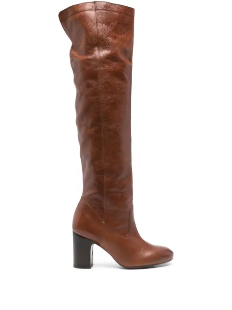 Chie Mihara 80mm leather knee-high boots Brown MIDADA