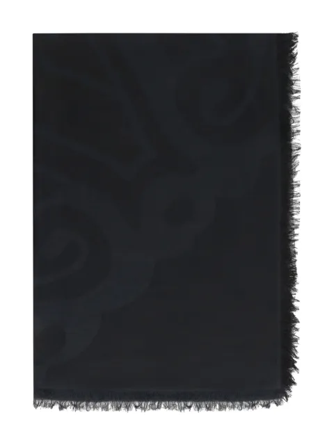 Max Mara Eguale abstract-print fringed stole Black 2524546021600