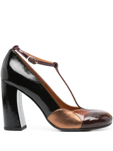 Chie Mihara 100mm Wotashi patchwork T-bar pumps Black WOTASHI