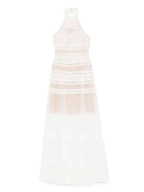 Saiid Kobeisy high-neck lace maxi dress White RTWSS2537