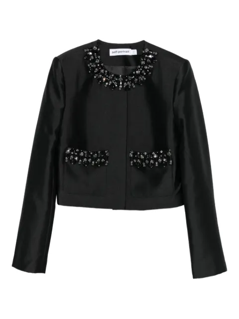 Self-Portrait embellished-pocket jacket Black AW25061JB
