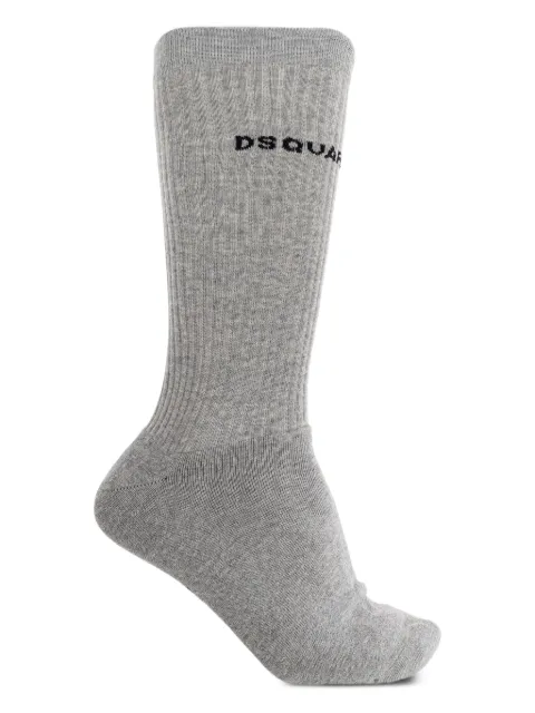 DSQUARED2 logo-embroidered ribbed socks Grey DFV143300ISA01