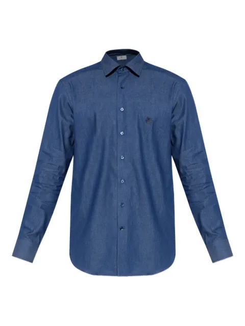 ETRO embroidered-logo cotton shirt Blue MRIB000299SA5L9