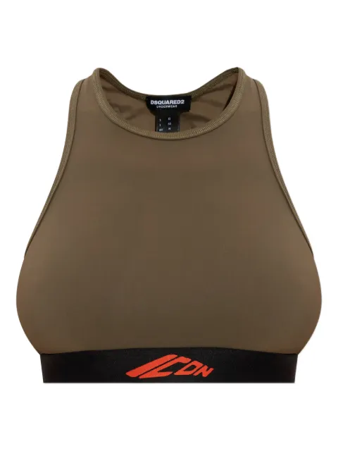 DSQUARED2 logo-band racer-back bra Green D8RGD6000ISA01