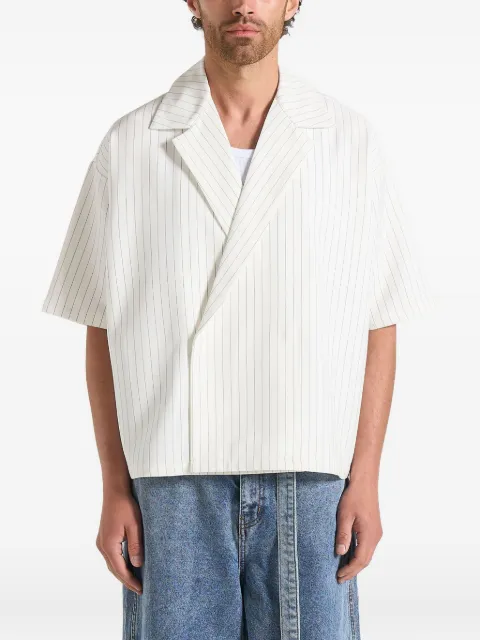Manière De Voir Abel boxy pinstripe double breasted shirt White MAN30131