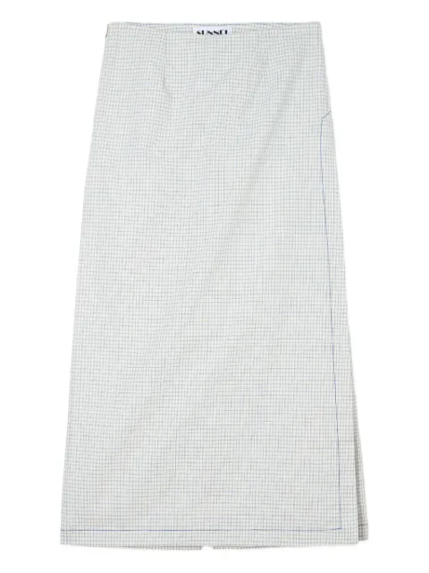 Sunnei check-paneled skirt White RTWWBOT028COT1088272OFFWHITEBLUECHECK