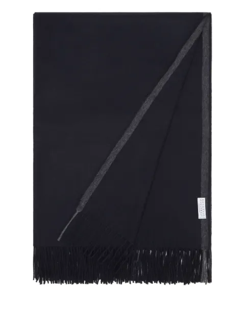 Brunello Cucinelli cashmere fringed-edges blankets (140cm x 140cm) Blue MPAG90141CE379