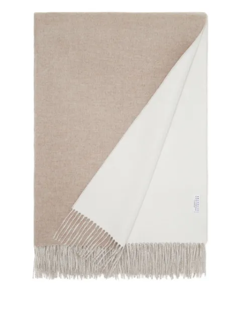 Brunello Cucinelli double-cloth fringe throw Neutrals MPAG90252LCQN37