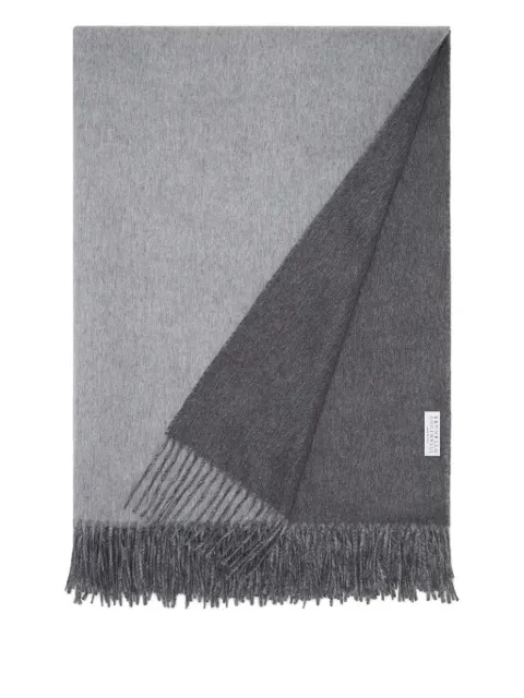 Brunello Cucinelli double-cloth fringe throw Grey MPAG90133LCFU80