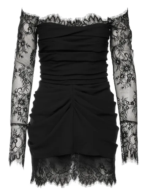 Ana Radu lace-trimmed draped mini dress Black 45064