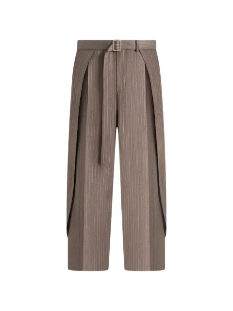 Manière De Voir Charles wide fit wrap leg pinstripe tailored trousers Brown MAN32161