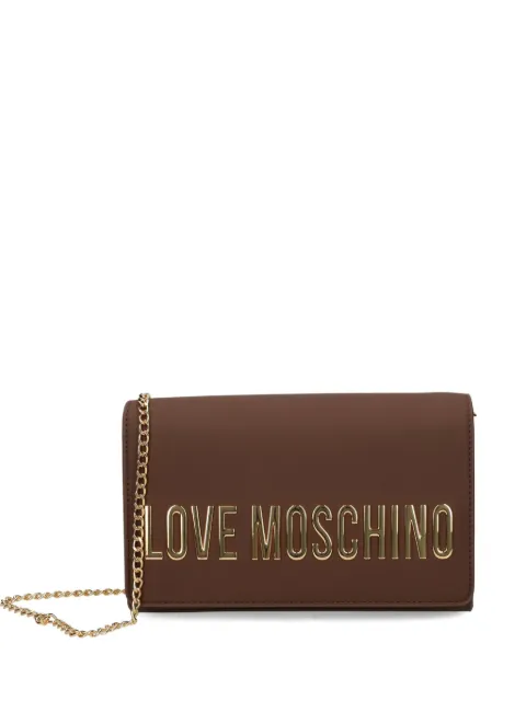 Love Moschino logo-plaque chain cross body bag Brown JC4103PP1N