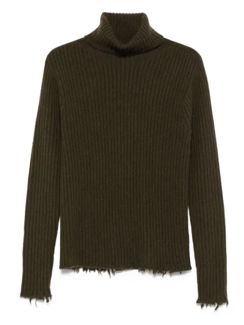 Uma Wang ribbed frayed-hem sweater Green UK7151