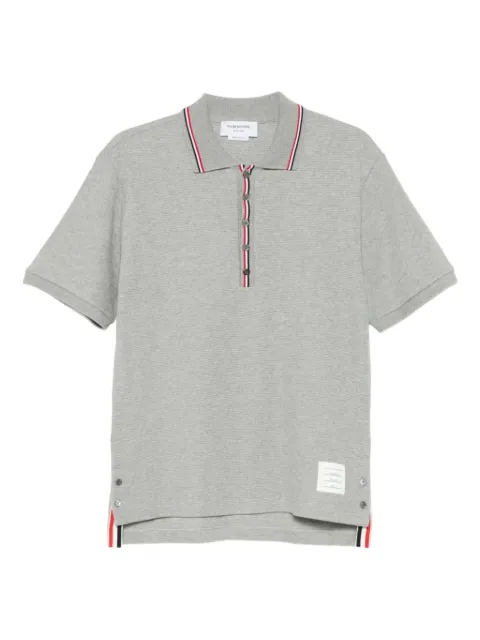 Thom Browne logo-patch polo shirt Grey MJP227AJ0216
