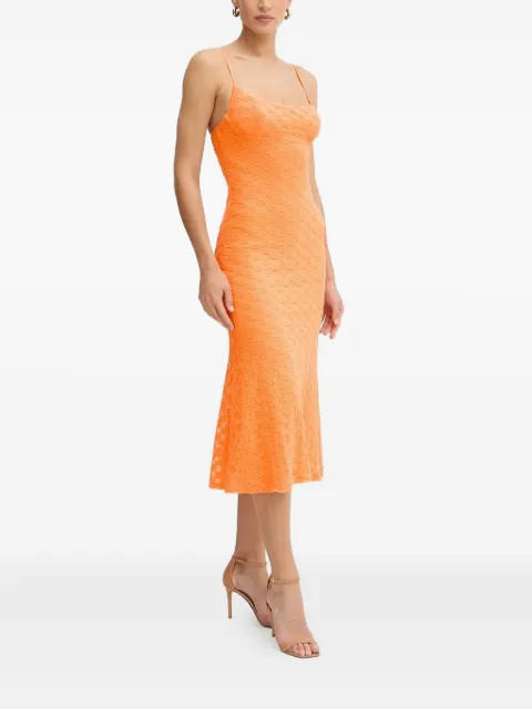 Bardot floral-lace midi dress Orange 57998DB1