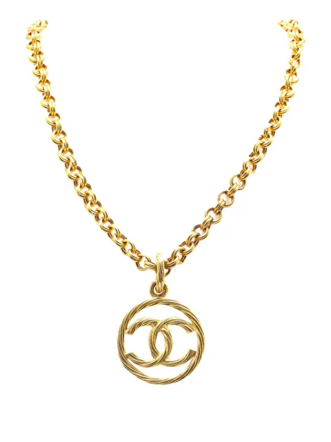 CHANEL Pre-Owned 1993 Gold Plated CC Tornado Pendant Necklace costume necklace Gold OINTW6U7S06P3KFD