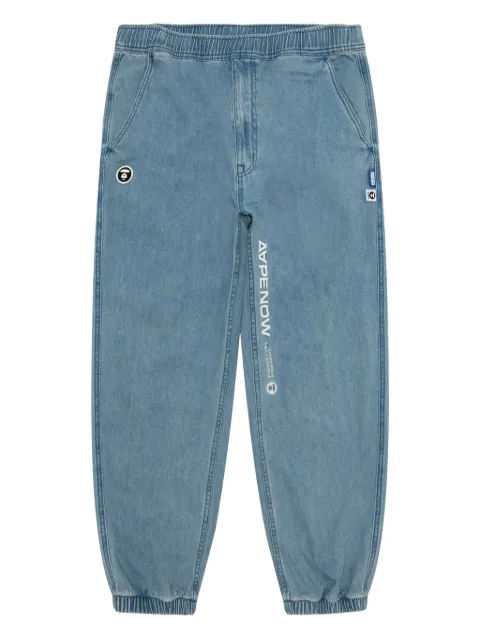 AAPE BY *A BATHING APE® logo-appliqué elasticated regular jeans Blue APT6912XXP