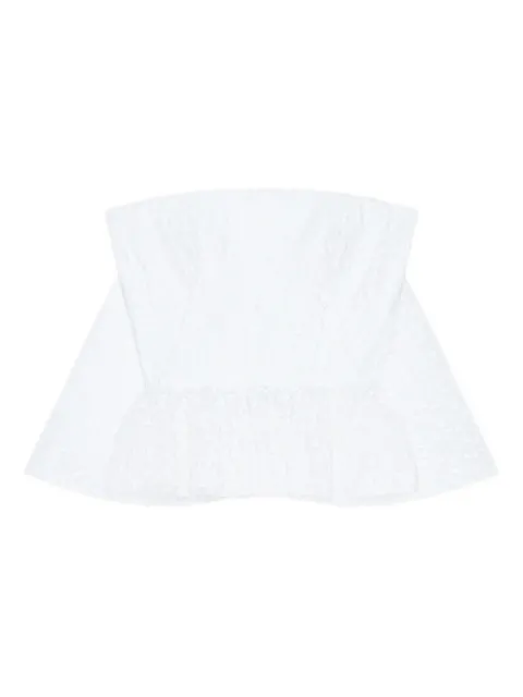 Givenchy strapless embroidered ruffled top White BW61FR20HB