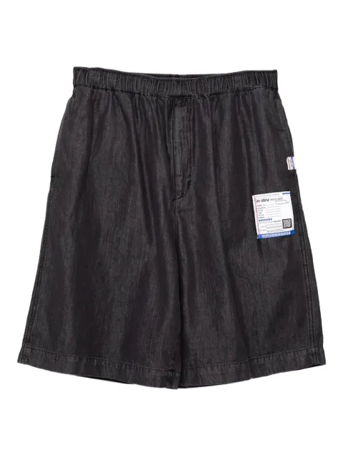 in･stru(men-tal). elastic-waist denim shorts Black I12SP006