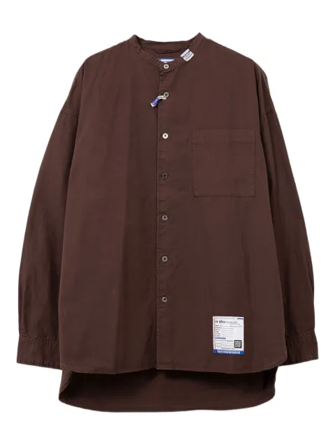 in･stru(men-tal). band-collar long-sleeve shirt Brown I13SH031