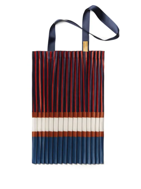 MULTITUDES BAGS Chiavari pleated striped tote bag Blue CHIAVARI