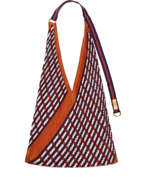 MULTITUDES BAGS pleated striped-pattern tote bag Orange SOPHIA