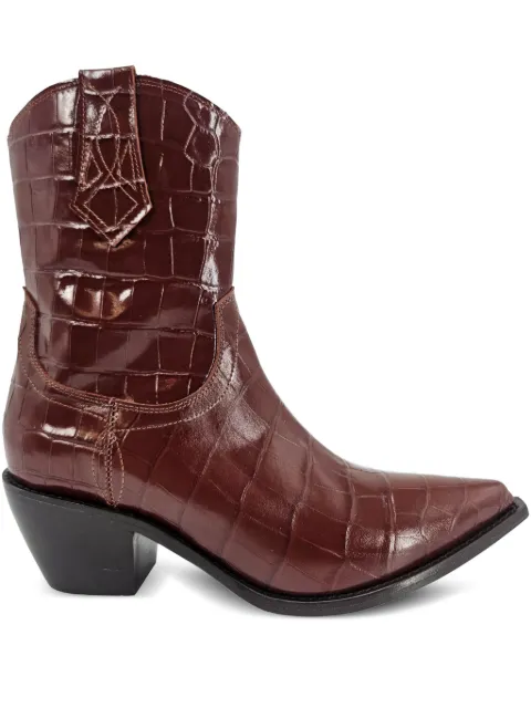 Madison Maison croc-embossed pointed-toe boots Brown 3908
